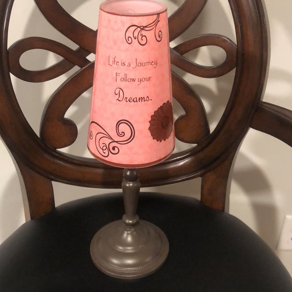 Glass Votive Candle Holder Lamp 14” Tall Life Is A Journey Follow Your Dreams